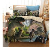 Set copripiumino dinosauri 3D set biancheria da letto federe 64