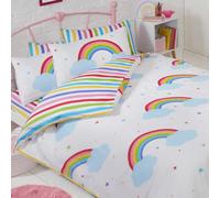 Set Copripiumino Doppio Arcobaleno Cielo Nuvole Stelle Strisce Multi