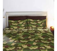 Set Copripiumino Doppio Camouflage Reversibile Design Militare Verde
