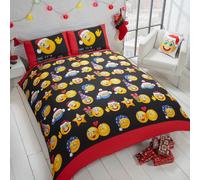 Set Copripiumino Doppio Con Federe Icone Di Natale Faccine Smiley Nero/Bianco