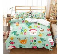 Set Copripiumino Doppio Natalizio, Set Biancheria da Letto per La Festa di Capodanno, Copripiumino con Motivo A Albero di Natale, Fiocco di Neve e Cervo, Copriletto In Morbida Microfibra con Federa,