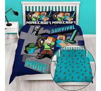Minecraft Set Copripiumino Doppio 2-in-1 Disegni Letto Sopravvivenza Modalità