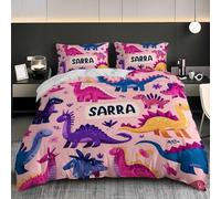 Set Copripiumino e Federa, Tema Sui Dinosauri Per Bambini King Size, Morbido, Rosa Biancheria da Letto Ipoallergenica, Copripiumino Matrimoniale 3 Pezzi 200x200 cm