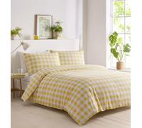Set copripiumino e federe a quadretti (giallo, matrimoniale)