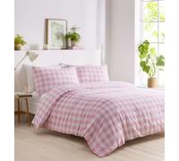 Set copripiumino e federe a quadretti (rosa, king size)