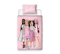 Barbie Figure Set Copripiumino Singolo per Bambini Rosa Lenzuola Reversibili