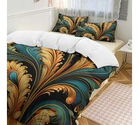 Set copripiumino etnico con piume di pavone, 3 pezzi, con 2 federe, motivo mandara, caldo, chiusura con cerniera, morbido set di biancheria da letto per tutte le stagioni, 229 x 229 cm