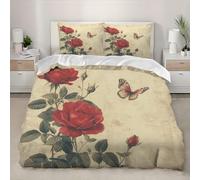 Set Copripiumino Farfalla Rosa Semplice Letto Singolo 3 Pezzi Parure 155x200 cm e 2 Federe Retro Biancheria da Letto Set Singolo in Microfibra Copripiumini Morbido ed Ipoallergenico
