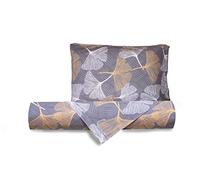 Set copripiumino federe letto parure copripiumino stampa fantasia fiori foglie floreale 100% cotone Made in Italy UNA PIAZZA E MEZZA FOGLIE GINKGO ORO
