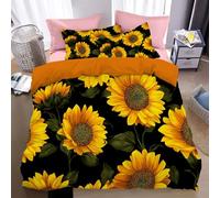 Set Copripiumino Girasole giallo Letto Matrimoniale XL Primavera Fiori luminosi e allegri,1 x Copripiumino 240x260cm e 2 x Federe 50x70 cm Completo Sacco Parure Letto Bohémien Microfibra giallo