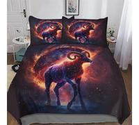 Set Copripiumino Goat 3D - Parure Copripiumone in Microfibra 3 Pezzi Con Federe, Chiusura A Cerniera Biancheria Da Letto Copripiumini, Double (200x200cm)