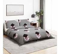 Set copripiumino grigio 220 x 240 cm, 100% cotone con 2 federe 65 x 65 cm, facile da pulire, antipiega, Oeko-Tex Standard 100, moderno, per camera da letto e letto degli ospiti