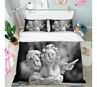 Set copripiumino grigio moderno arte statua angelo 3D set lenzuola federe