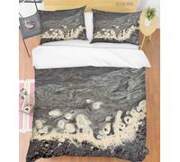 Set copripiumino grigio motivo marmo 3D set lenzuola federe