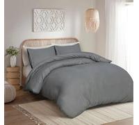 Set copripiumino in 100% cotone egiziano, 200 fili, tinta unita, con federe gratuite, non si stira, facile da pulire, per letto singolo, matrimoniale, king e super king (grigio, super king size)
