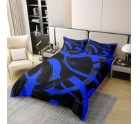 Set copripiumino in 100% cotone, per letto matrimoniale, linea semplice astratta, moderna, set di biancheria da letto 3 pezzi, motivo geometrico estetico, decorazione per la camera dei bambini