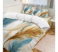 Set copripiumino in 3 pezzi con piume ad acquerello, con 2 federe, stile bohémien, caldo, con chiusura a cerniera, morbido set di biancheria da letto per tutte le stagioni, 259 x 229 cm