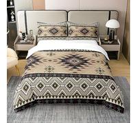 Set copripiumino in cotone bohémien western, per ragazze, ragazzi e bambini, matrimoniale, marrone, azteco, decorazione per la stanza, tribù etnica, freccia, azteco, set di biancheria da letto