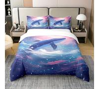 Set copripiumino in cotone per bambini, ragazzi e ragazze, con balena magica, set di biancheria da letto per letto singolo, decorazione per la camera da letto, stile bohémien, 2 pezzi