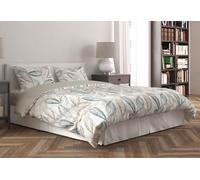 Set Copripiumino in Microfibra Morbida 4 Pezzi Matrimoniale - Sacco con Zip, Lenzuolo con Angoli e Federe - Morbido, Traspirante e Facile da Lavare (Monstera azzurra e beige, Matrimoniale)