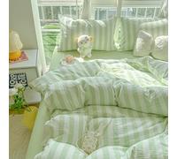 Set copripiumino in puro cotone a righe rosa e bianche in microfibra, set di quattro pezzi ultra morbido e confortevole, copripiumino scozzese in puro cotone lavato al 100%, chiusura con zip,