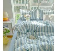 Set copripiumino in puro cotone a righe rosa e bianche in microfibra, set di quattro pezzi ultra morbido e confortevole, copripiumino scozzese in puro cotone lavato al 100%, chiusura con zip,