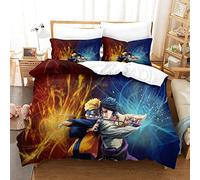 Set copripiumino in stile anime con stampa 3D Naruto, tema anime più set di biancheria da letto in pile spesso per ragazzi adolescenti 3 pezzi (1 copripiumino + 2 federe) matrimoniale （200x200cm）