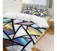 Set copripiumino in vetro colorato, 3 pezzi, con 2 federe, arcobaleno, caldo, chiusura con cerniera, set di biancheria da letto morbido per tutte le stagioni, 201 x 229 cm