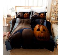 Set copripiumino lanterna zucca bellezza bikini 3D set biancheria da letto fe...
