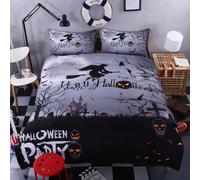 Set copripiumino lanterna zucca pipistrello strega 3D set biancheria da letto...