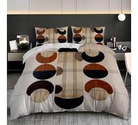 Set Copripiumino Linee Geometriche Ellittiche Matrimoniale 3 Pezzi in Microfibra, Copripiumino 240x220 cm e 2 Federe, Parure Biancheria da Letto Di Colore Chiaro per Adulti, Bambini e Adolescenti