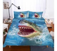 Set copripiumino mare squalo 3D set biancheria da letto federe 24