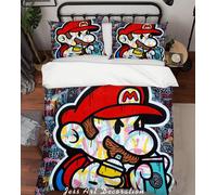 Set copripiumino Mario fumetti colorati graffiti 3D set lenzuola federe 64