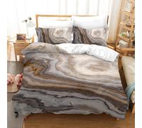 Set copripiumino marrone motivo trama marmo 3D set biancheria da letto federe