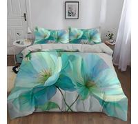 Set Copripiumino Matrimoniale 150 x 220 cm, biancheria da letto ipoallergenica ultra morbida in microfibra, Parure Copripiumino 4 Stagioni 50 x 80 cm e 2 federeGrigio ChiaroArte Fiori