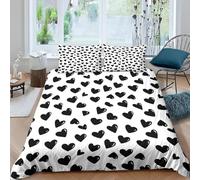 Set Copripiumino Matrimoniale 150x200 cm Motivo a Cuore Biancheria da letto Coppie Copripiumini Set Microfibra Morbido con Cerniera con 2 Federe 50x80cm per Tutte le Stagioni b.1446