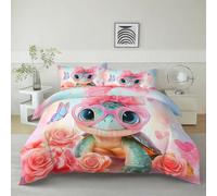 Set Copripiumino Matrimoniale 200 x 200 cm Moderno Amore Stampa Animalier, biancheria da letto ipoallergenica ultra morbida microfibra Parure Copripiumino 4 Stagioni e 2 federe 50 x 80 cm, Multicolore