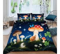 Set Copripiumino Matrimoniale 200x220 cm, Colorful Butterfly Mushroom Cielo stellato Copripiumino per Bambini Microfibra Morbido, Inclusa 2 Federa 50x75 cm, 3 pezzi (Dx8063)