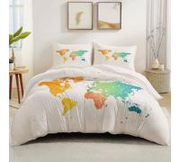 Set Copripiumino Matrimoniale 220 x 240 cm 2 Federe 50 x 75 cm Incluse, Bianco Parure Copripiumino Morbida - Stile Vecchio Mondo Minimalismo Color Blocking Tema Motivo set di Biancheria Da Letto