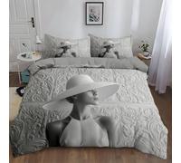 Set Copripiumino Matrimoniale 220 x 240 cm, biancheria da letto ipoallergenica ultra morbida in microfibra, Parure Copripiumino 4 Stagioni 50 x 80 cm e 2 federeGrigioArte Indossare Un Cappello Donna