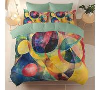 Set Copripiumino Matrimoniale 220 x 240 cm con 2 federa per cuscino, Verde Reversibile Chiusura a cerniera - Minimalismo Astrazione Geometria Tema Copripiumone Morbido Per tutte le stagioni