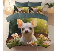 Set Copripiumino Matrimoniale 220 x 260 cm e 2 Federe, Copripiumino Reversibile ultra morbido facile da pulire, Fotografia Di Animali Fiori Cane Carino tema Copripiumini Adatto ai bambini, Verde
