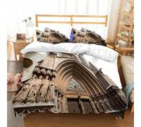 Set Copripiumino Matrimoniale 240x220 Arte Architettonica 3D Stampato Biancheria da Letto Stile Francese Microfibra Morbido Traspirante Copri Piumino con Cerniera con Federa 50x80 887-A