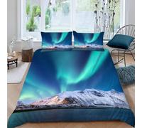 Set Copripiumino Matrimoniale 240x220 Aurora Boreale Microfibra Morbida Biancheria da Letto Stampa 3D Fenomeni Naturali Copripiumino con Cerniera con 2 Federe 50x80 cm d.2489