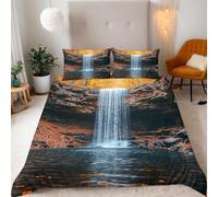 Set Copripiumino Matrimoniale 240x220 Cascate e Stagni Microfibra Morbido Traspirante 3D Copripiumino Scene Naturali Biancheria da Letto con 2 Federe 50x80cm d-77