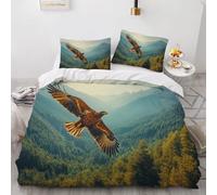 Set Copripiumino Matrimoniale 240x220 cm Aquila 3D Stampato Copri Piumino Plantationa Promontorio Montano Morbido Comodo Microfibra Copripiumino con Cerniera con Federa 50x80 cm f-2224