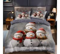 Set Copripiumino Matrimoniale 240x220 cm Cartone animato Cappuccetto Rosso Pupazzo di neve Stampa 3D Microfibra, 1 Copripiumino + 2 Federe 50x80 cm, Morbido, Traspirante e Facile da Lavare