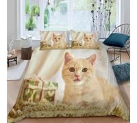 Set Copripiumino Matrimoniale 240x220 cm Gatto Carino 3D Stampato Copri Piumino Animale Domestico Morbido Comodo Microfibra Copripiumino con Cerniera con Federa 50x80 cm f-1372