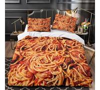 Set Copripiumino Matrimoniale 240x220 cm Spaghetti Alla Bolognese Biancheria da Letto Tema Cibo in Morbido Microfibra 3 Pezzi 1 Copripiumino e 2 Federe 50x80 cm con Cerniera O.1241