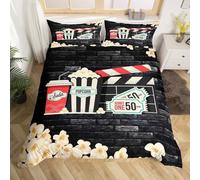 Set Copripiumino Matrimoniale 240x220 cm Tema del Film Biancheria da Letto Retrò Nero in Morbido Microfibra 3 Pezzi 1 Copripiumino e 2 Federe 50x80 cm con Cerniera O.1001